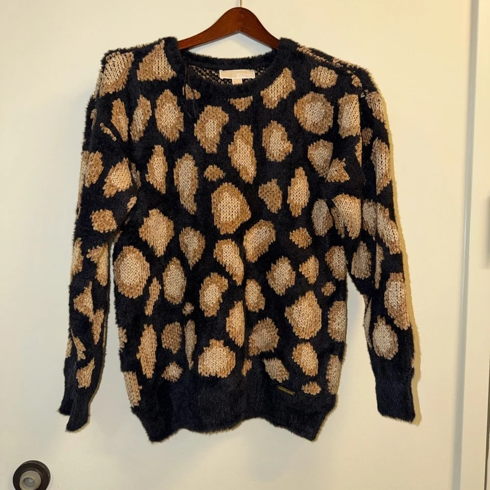 Michael Kors Black and Cream Polka Dot Sweater - Picture 4 of 8